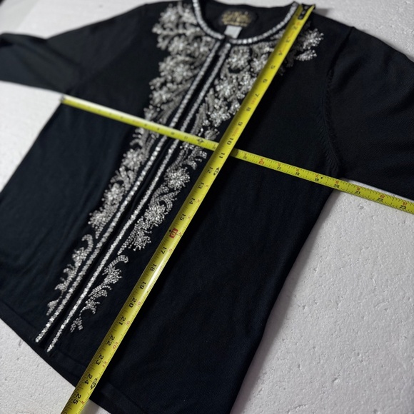 VTG Sparkle & Shine: Bob Mackie Wearable Art Silver Embellished Black Sweater - Picture 8 of 8